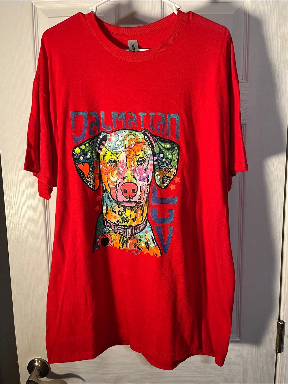 Gildan Red Dalmatian Graphic Dog Tee